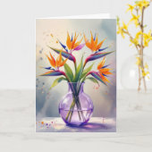 Carte Anniversaire Bouquet Fleur Oiseau du Paradis (Fleur jaune)