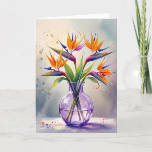 Carte Anniversaire Bouquet Fleur Oiseau du Paradis