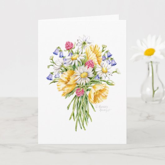 Carte Anniversaire Bouquet Fleur sauvage du Bonheur (Petite plante)