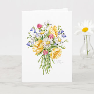 Carte Anniversaire Bouquet Fleur sauvage du Bonheur