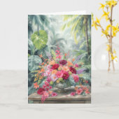 Carte Anniversaire Bouquet Tropical (Fleur jaune)