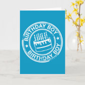 Carte Anniversaire Boy -effet tampon en caoutchouc blanc (Fleur jaune)