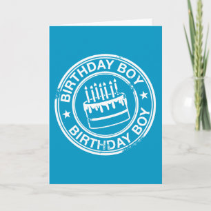 Carte Anniversaire Boy -effet tampon en caoutchouc blanc