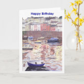 Carte anniversaire, Brixham Harbour Devon Royaume- (Fleur jaune)