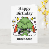 Carte Anniversaire Broccoli Brocc, Rock Star (Fleur jaune)