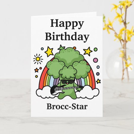 Carte Anniversaire Broccoli Brocc, Rock Star (Fleur jaune)