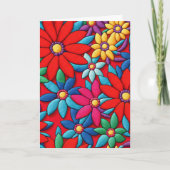 Carte Anniversaire Brodé Daisy Design (Devant)