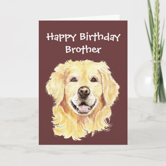 Carte Anniversaire Brother Aquarelle Golden Retriever Ch (Devant)