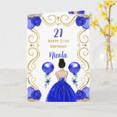 Carte Anniversaire Brown Cheveux Princesse Bleu Joyeux A (Fleur jaune)