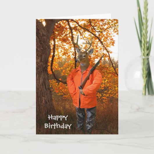 Carte Anniversaire Buck Avec Chasse Fusil (Devant)