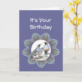 Carte Anniversaire, caille de Californie, oiseau, (Fleur jaune)