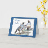 Carte Anniversaire, caille de Californie, oiseau, (Fleur jaune)