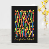 Carte Anniversaire Cake Candles, Salutation espagn (Fleur jaune)