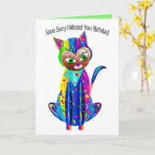 Carte Anniversaire, Calico Cat, Groupe Kaleidoscope (Fleur jaune)