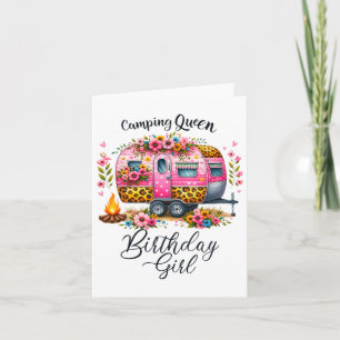 Carte Anniversaire Camping Queen Camp Pink Floral Van Bi