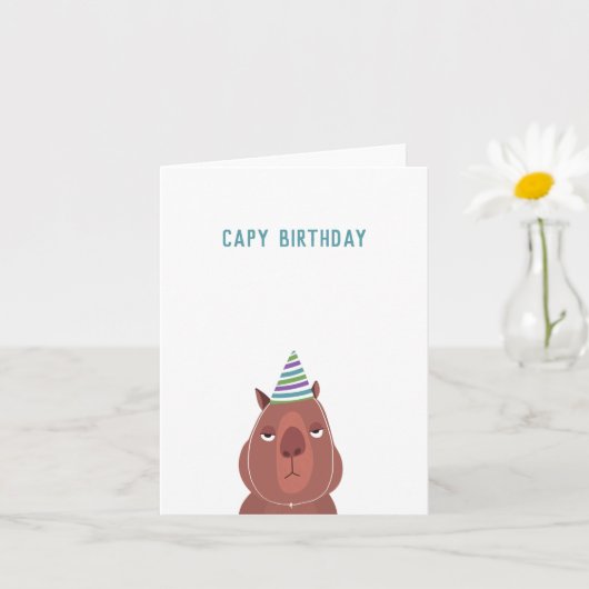 Carte "Anniversaire Capy" Casquette du parti Capybara |  (Petite plante)