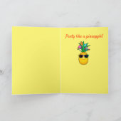 Carte Anniversaire ! : Caricature d'ananas tropical aux  (Intérieur)
