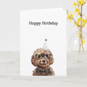 Carte Anniversaire, Carte Cockapoo Brown (Fleur jaune)