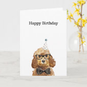 Carte Anniversaire, Carte Cockapoo Miel Doré (Fleur jaune)