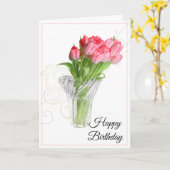 Carte Anniversaire Carte Tulips Rose (Fleur jaune)