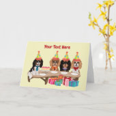 Carte Anniversaire Cavalier King Charles Spaniel (Fleur jaune)