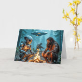 Carte Anniversaire Caveman et Robot Alien par un feu de  (Fleur jaune)