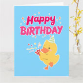 Carte ANNIVERSAIRE Célébration Cute Kawaii Chick Baby Ch (Fleur jaune)