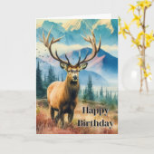 Carte Anniversaire Cerf avec Antlers Salutation (Fleur jaune)