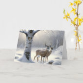 Carte Anniversaire Cerf avec Birch Tree Coeur et noms (Fleur jaune)