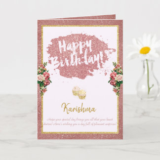 Carte anniversaire Changement de nom personnel Rose or C