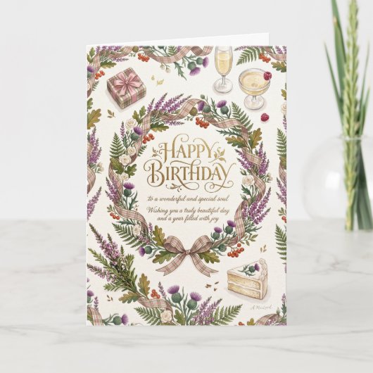 Carte Anniversaire Chardon Écossais (Devant)