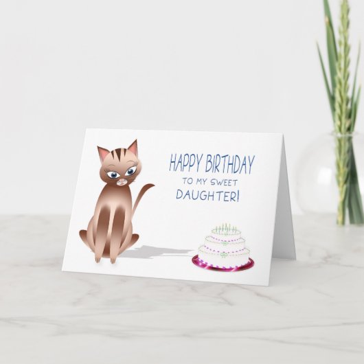 Carte ANNIVERSAIRE - Chat Kitty - Fille (Devant)