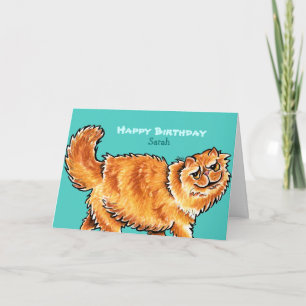 Carte Anniversaire Chat Perse Orange Message personnalis