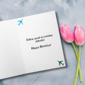 Carte Anniversaire Chat Pilote et avion Cool Funny Aviat
