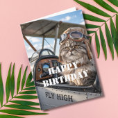 Carte Anniversaire Chat Pilote photo et avion Funny Avia
