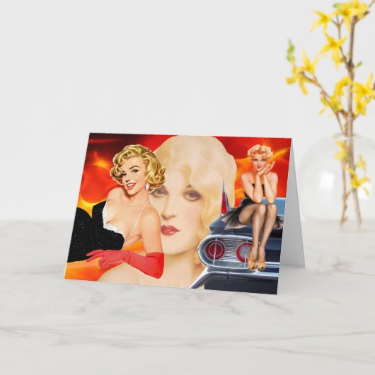 Carte Anniversaire chaud rétro (Fleur jaune)