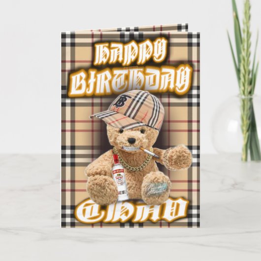 Carte anniversaire chav ours (Devant)