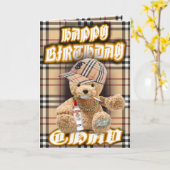 Carte anniversaire chav ours (Fleur jaune)