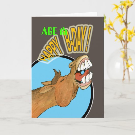 Carte Anniversaire - Cheval (Fleur jaune)