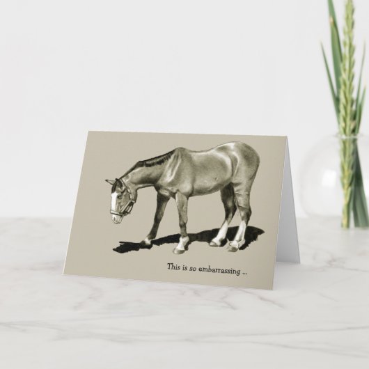 Carte Anniversaire : Cheval démis, Embarrassant ... (Devant)