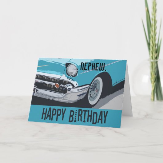 Carte Anniversaire Chevy en bleu pour n'importe quel nev (Devant)