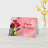 Carte Anniversaire chic de roses rouges et jaunes (Fleur jaune)
