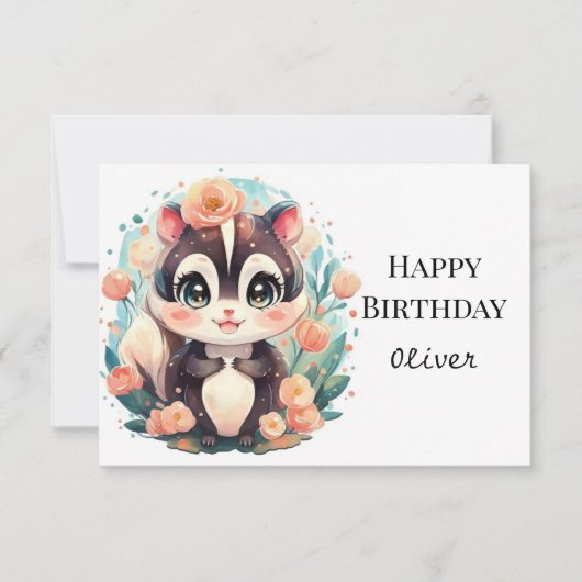 Carte Anniversaire Chic Editable Skunk (Devant)