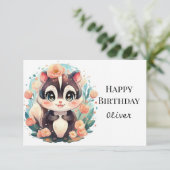 Carte Anniversaire Chic Editable Skunk (Debout devant)