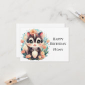 Carte Anniversaire Chic Editable Skunk (Devant/Arrière en situation)