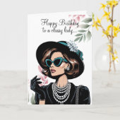 Carte Anniversaire Chic Noir Poisé (Fleur jaune)