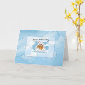 Carte Anniversaire Chiens dans les Nuages (Fleur jaune)