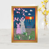 Carte Anniversaire chinois du lapin 1927 (Fleur jaune)