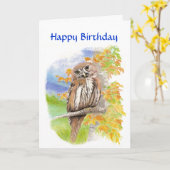 Carte Anniversaire, Chouette mignonne barrée avec verse (Fleur jaune)