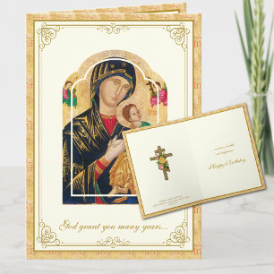 Carte Anniversaire chrétien Vierge byzantine orthodoxe